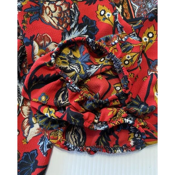 Anthropologie Fig and Flower Women's 1X Aztec Floral Print Button Top 3/4 Sleeve - Picture 8 of 11